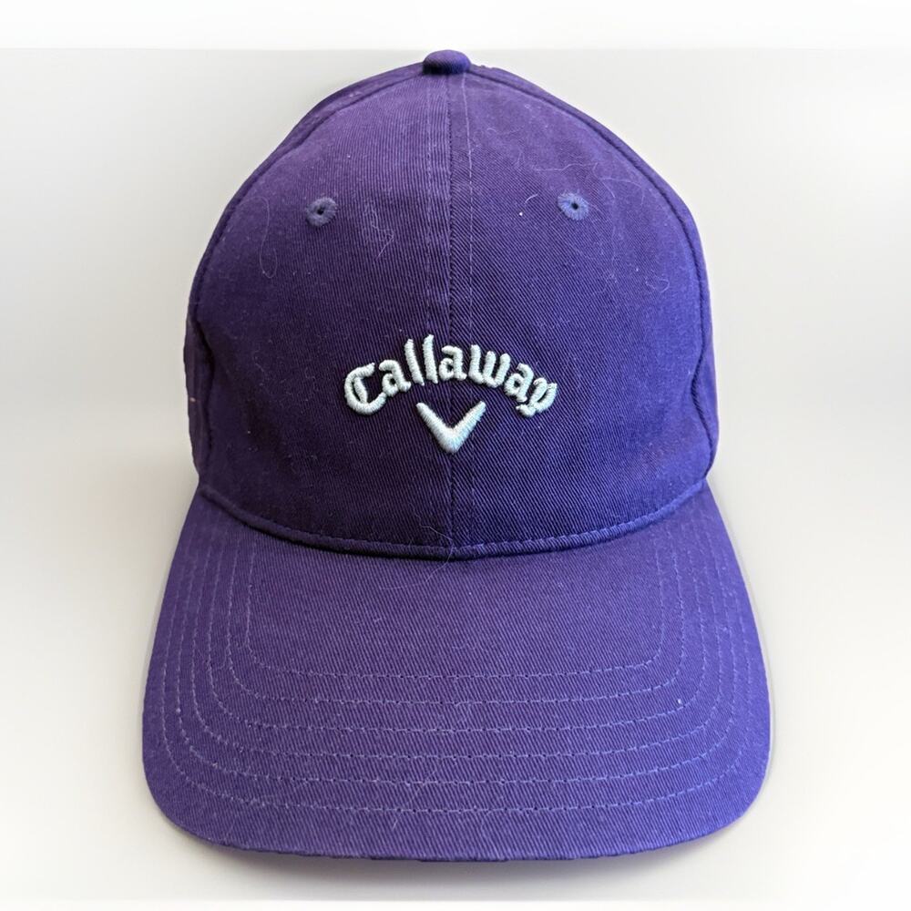 Callaway Mens Purple Embroidered Logo Adjustable Strapback Hat Golf Cap